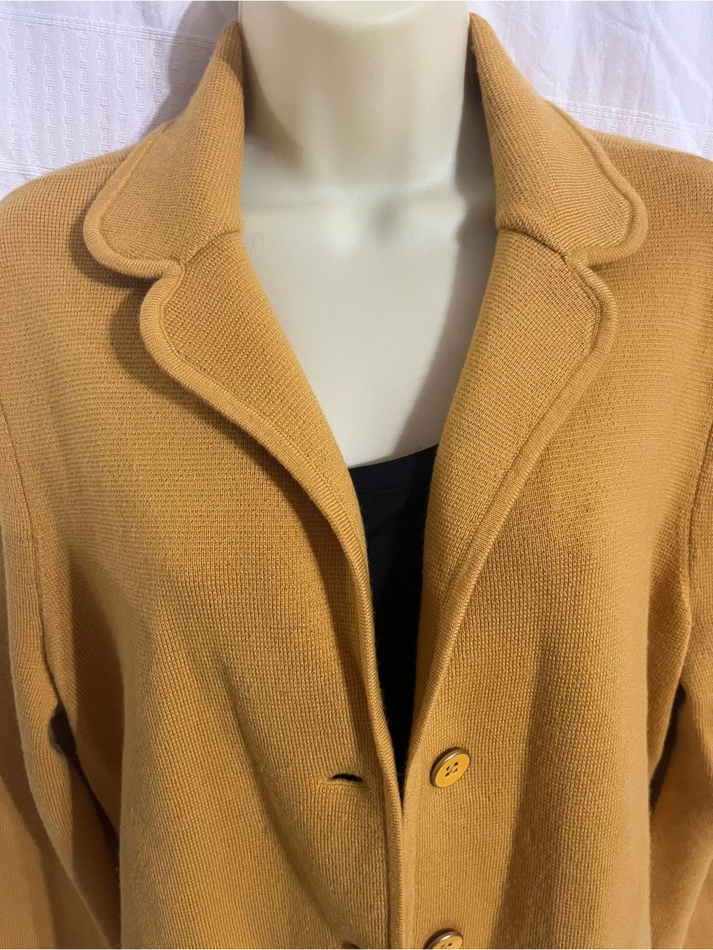 Talbots Mustard Knit Blazer with Patch Pockets - Picture 3 of 5